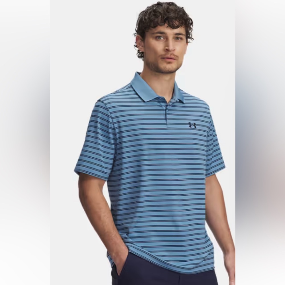 Under Armour Men's Navy and Light Blue Polo Shirt